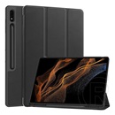 Gigapack Samsung Galaxy Tab S10 Ultra LTE (SM-X926B)  tok, bőr hatású (aktív flip, asztali tartó, ceruza tartó) fekete