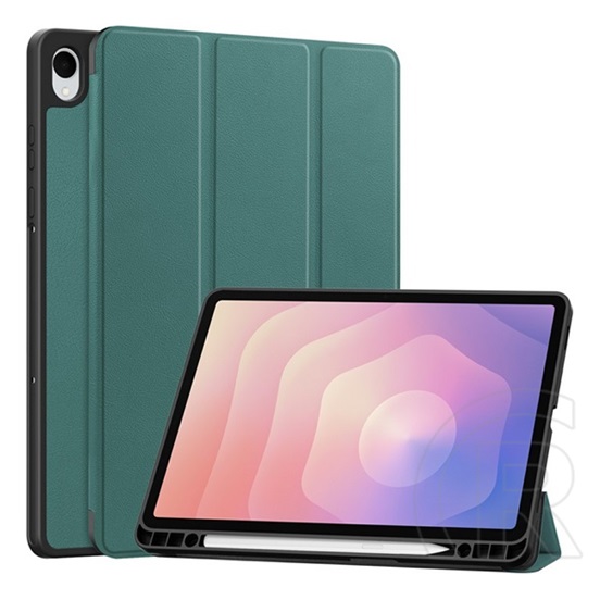 Gigapack Samsung Galaxy Tab S11 5G (SM-X736B) tok álló, bőr hatású (flip, asztali tartó, ceruza tartó) sötétzöld