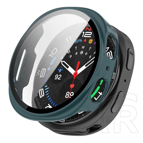 Gigapack Samsung Galaxy Watch 8 44mm (SM-L330)  műanyag keret (bumper, ütésállóság + kijelzővédő üveg) sötétzöld