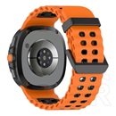 Gigapack Samsung Galaxy Watch 8 44mm (SM-L335)  pótszíj ( szilikon, lyukacsos, légáteresztő) narancssárga/fekete