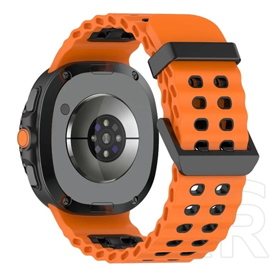 Gigapack Samsung Galaxy Watch 8 44mm (SM-L335)  pótszíj ( szilikon, lyukacsos, légáteresztő) narancssárga/fekete