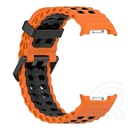 Gigapack Samsung Galaxy Watch 8 44mm (SM-L335)  pótszíj ( szilikon, lyukacsos, légáteresztő) narancssárga/fekete