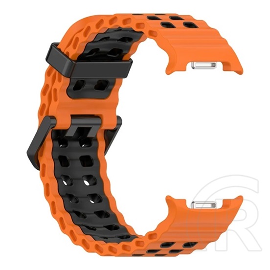 Gigapack Samsung Galaxy Watch 8 44mm (SM-L335)  pótszíj ( szilikon, lyukacsos, légáteresztő) narancssárga/fekete