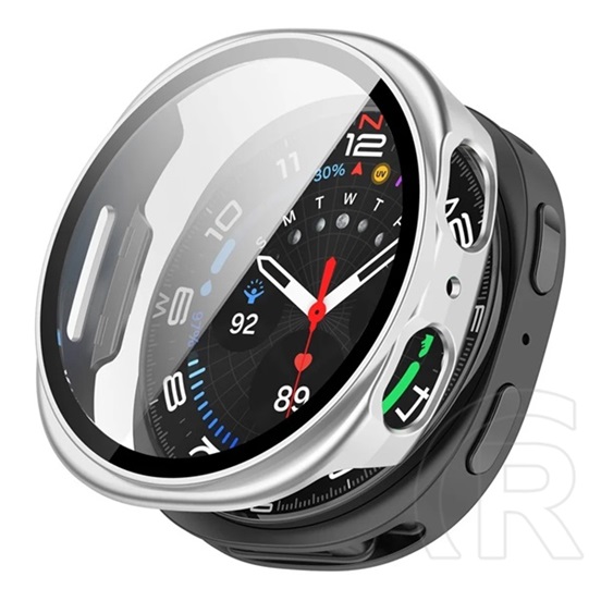 Gigapack Samsung Galaxy Watch 8 eSIM 44mm (SM-L335)  műanyag keret (bumper, ütésállóság + kijelzővédő üveg) ezüst