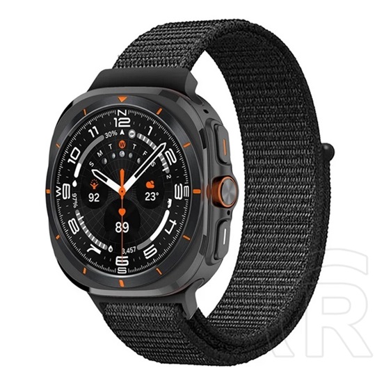 Gigapack Samsung Galaxy Watch Ultra eSIM 47mm (SM-L705) pótszíj (egyedi méret, nylon, tépőzáras, légáteresztő) fekete