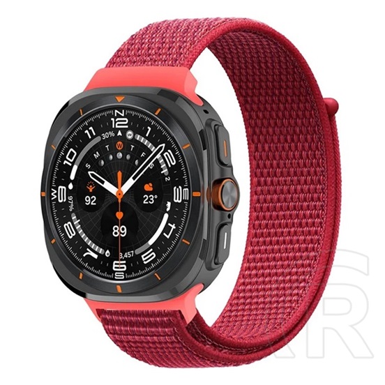 Gigapack Samsung Galaxy Watch Ultra eSIM 47mm (SM-L705) pótszíj (egyedi méret, nylon, tépőzáras, légáteresztő) piros