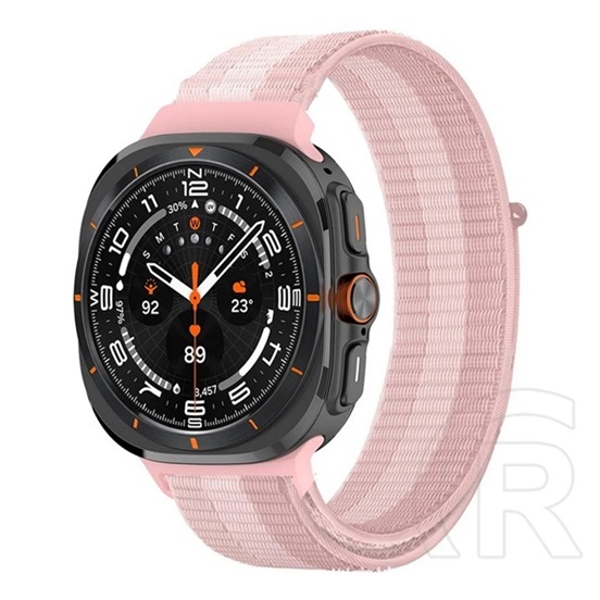 Gigapack Samsung Galaxy Watch Ultra eSIM 47mm (SM-L705) pótszíj (egyedi méret, nylon, tépőzáras, légáteresztő) rózsaszín