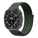 Gigapack Samsung Galaxy Watch Ultra eSIM 47mm (SM-L705) pótszíj (egyedi méret, nylon, tépőzáras, légáteresztő) sötétzöld