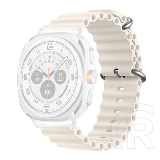 Gigapack Samsung Galaxy Watch Ultra eSIM 47mm (SM-L705) pótszíj (egyedi méret, szilikon, állítható, hullám) fehér