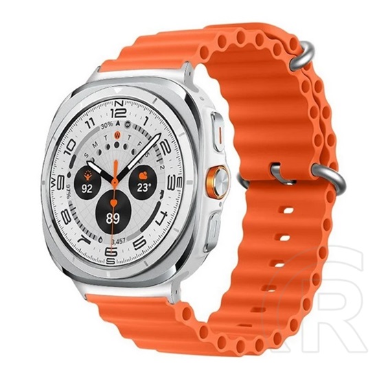 Gigapack Samsung Galaxy Watch Ultra eSIM 47mm (SM-L705) pótszíj (egyedi méret, szilikon, állítható, hullám) narancssárga