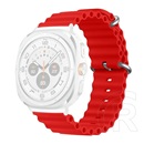 Gigapack Samsung Galaxy Watch Ultra eSIM 47mm (SM-L705) pótszíj (egyedi méret, szilikon, állítható, hullám) piros