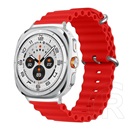 Gigapack Samsung Galaxy Watch Ultra eSIM 47mm (SM-L705) pótszíj (egyedi méret, szilikon, állítható, hullám) piros