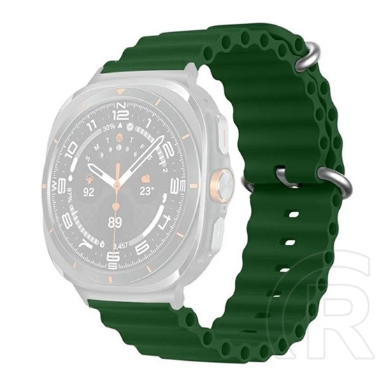 Gigapack Samsung Galaxy Watch Ultra eSIM 47mm (SM-L705) pótszíj (egyedi méret, szilikon, állítható, hullám) sötétzöld