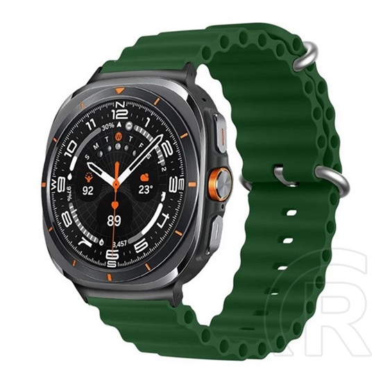 Gigapack Samsung Galaxy Watch Ultra eSIM 47mm (SM-L705) pótszíj (egyedi méret, szilikon, állítható, hullám) sötétzöld