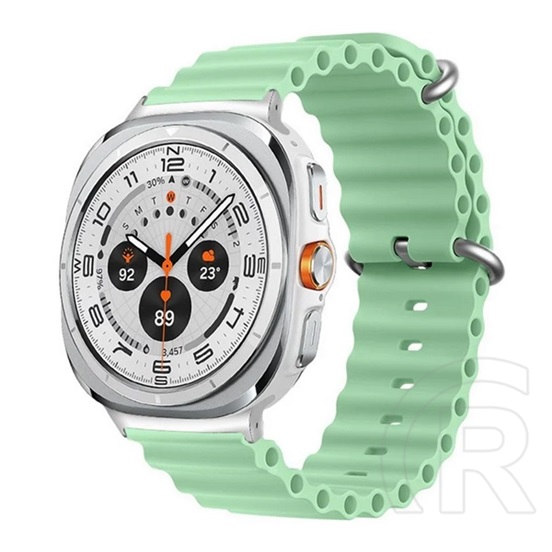 Gigapack Samsung Galaxy Watch Ultra eSIM 47mm (SM-L705) pótszíj (egyedi méret, szilikon, állítható, hullám) világoszöld