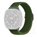Gigapack Samsung Galaxy Watch Ultra eSIM 47mm (SM-L705) pótszíj (egyedi méret, textil, szőtt minta) sötétzöld