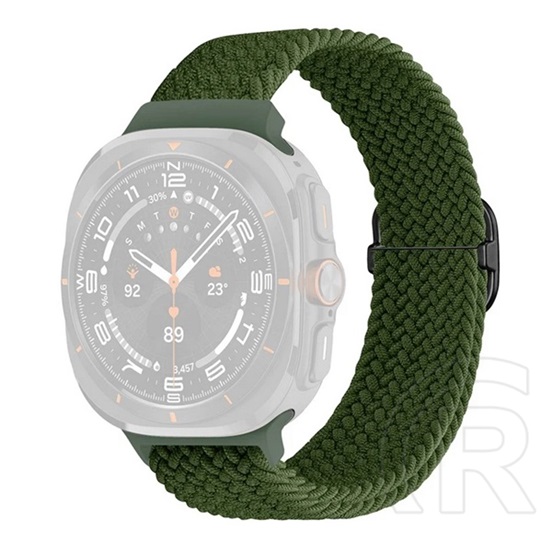 Gigapack Samsung Galaxy Watch Ultra eSIM 47mm (SM-L705) pótszíj (egyedi méret, textil, szőtt minta) sötétzöld