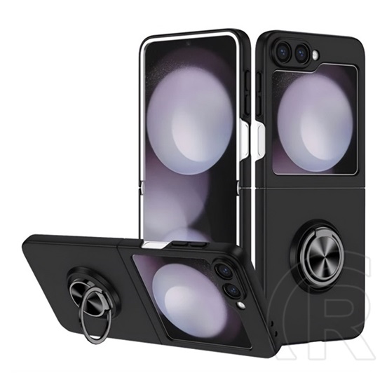 Gigapack Samsung Galaxy Z Flip6 5G (SM-F741) műanyag telefonvédő (asztali tartó, tartógyűrű, 360°, mágneses) fekete