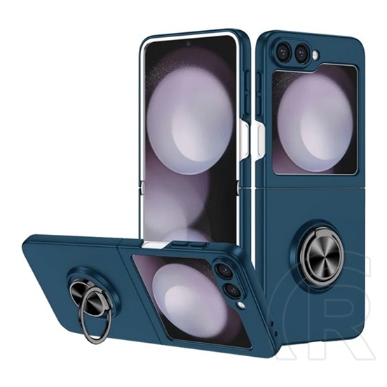 Gigapack Samsung Galaxy Z Flip6 5G (SM-F741) műanyag telefonvédő (asztali tartó, tartógyűrű, 360°, mágneses) sötétkék