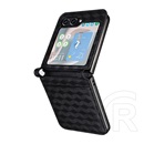 Gigapack Samsung Galaxy Z Flip6 5G (SM-F741) műanyag telefonvédő (bőr hatású hátlap, teljes 3d rombusz, prémium) fekete