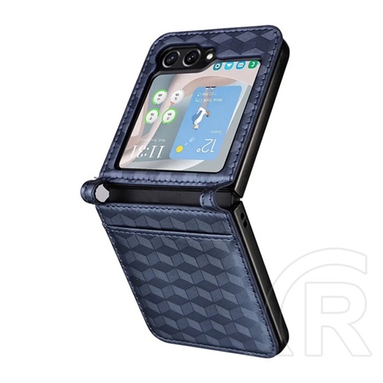 Gigapack Samsung Galaxy Z Flip6 5G (SM-F741) műanyag telefonvédő (bőr hatású hátlap, teljes 3d rombusz) sötétkék
