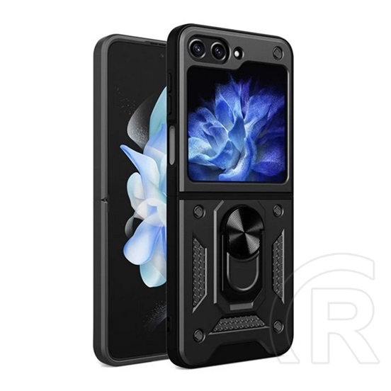 Gigapack Samsung Galaxy Z Flip6 5G (SM-F741) műanyag telefonvédő (ütésállóság, szilikon belső, tartógyűrű) fekete
