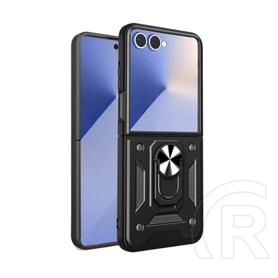 Gigapack Samsung Galaxy Z Flip7 (SM-F766) defender szilikon telefonvédő (ütésállóság, tartógyűrű) fekete