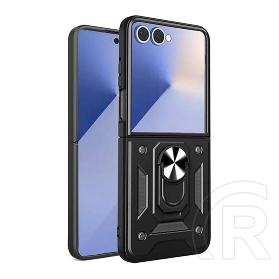 Gigapack Samsung Galaxy Z Flip7 (SM-F766) defender szilikon telefonvédő (ütésállóság, tartógyűrű, kameravédő) fekete
