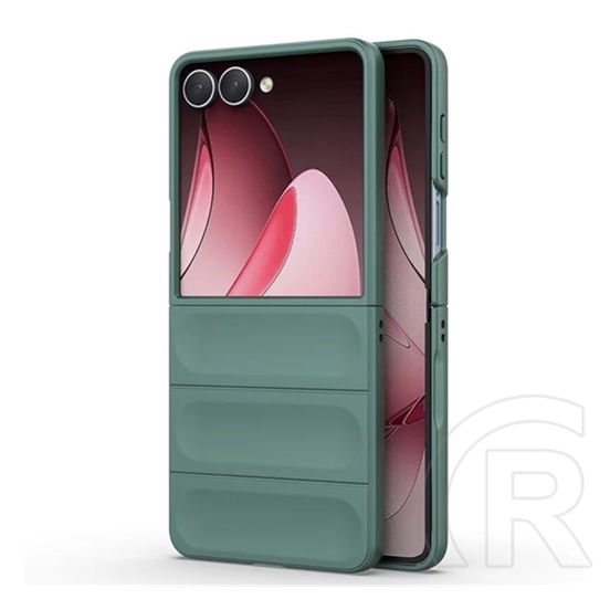 Gigapack Samsung Galaxy Z Flip7 (SM-F766) műanyag telefonvédő (ütésállóság, kameravédő, 3d) sötétzöld