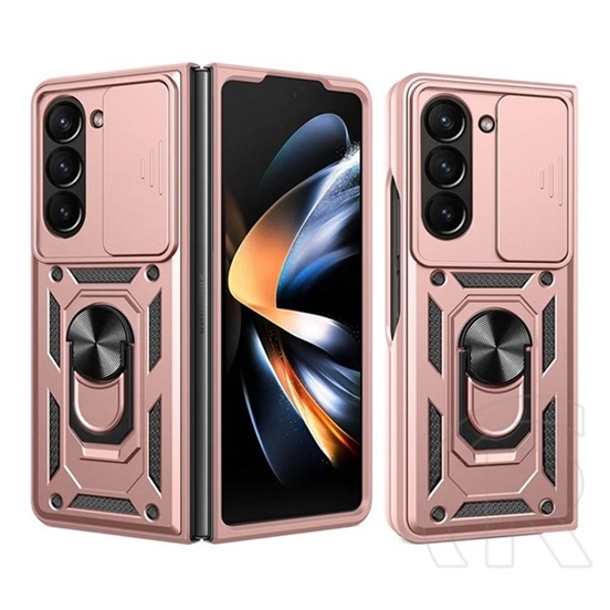 Gigapack Samsung Galaxy Z Fold7 (SM-F966) defender szilikon telefonvédő (ütésállóság, tartógyűrű, kameravédő) rozéarany