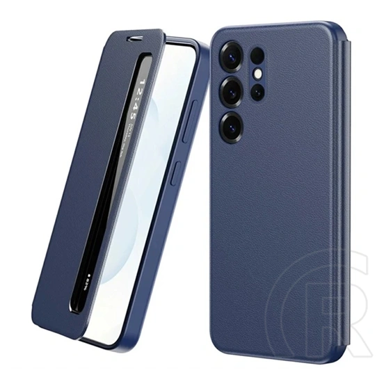 Gigapack Samsung S22 Ultra tok álló (aktív flip, oldalra nyíló, smart view window) sötétkék
