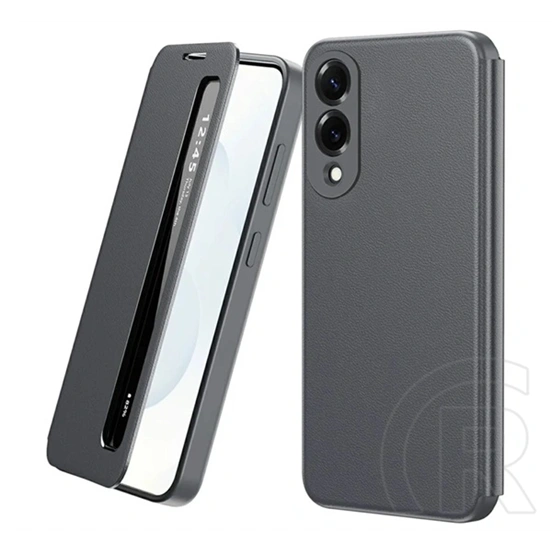 Gigapack Samsung S25 Edge tok álló (aktív flip, oldalra nyíló, smart view window) sötétszürke