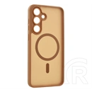 Gigapack Samsung S25 FE szilikon telefonvédő (ütésállóság, matt, műanyag hátlap, kameravédő, magsafe) világosbarna