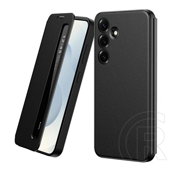 Gigapack Samsung S25 FE tok álló (aktív flip, oldalra nyíló, smart view window) fekete