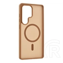 Gigapack Samsung S25 Ultra szilikon telefonvédő (ütésállóság, matt, műanyag hátlap, kameravédő, magsafe) világosbarna