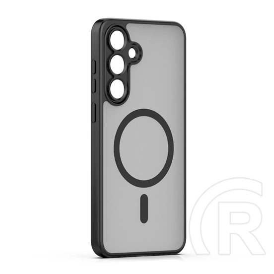 Gigapack Samsung S25 szilikon telefonvédő (ütésállóság, matt, műanyag hátlap, kameravédő, magsafe) fekete