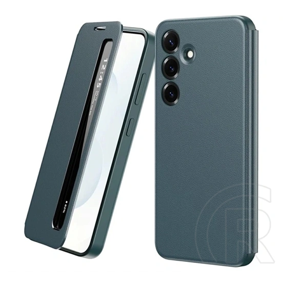 Gigapack Samsung S25 tok álló (aktív flip, oldalra nyíló, smart view window) sötétzöld
