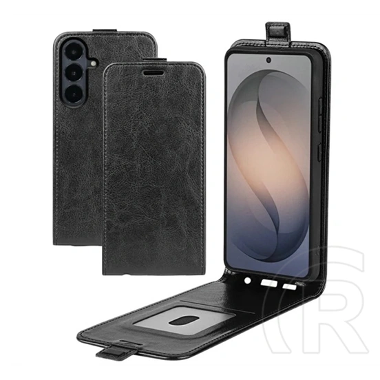 Gigapack Samsung S26 FE tok álló, bőr hatású (flip, lefelé nyíló, asztali tartó, bankkártya tartó, prémium) fekete