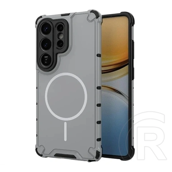 Gigapack Samsung S26 Ultra defender műanyag telefonvédő (ütésálló, légpárnás sarok, matt, magsafe) világosszürke