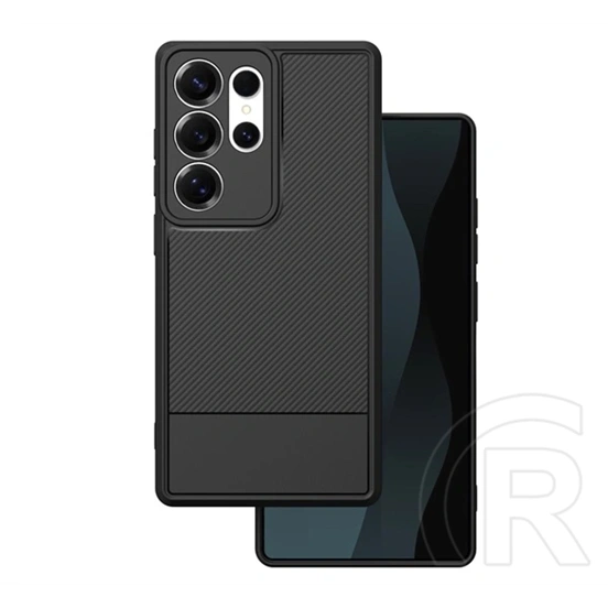 Gigapack Samsung S26 Ultra szilikon telefonvédő (ütésállóság, kameravédő, karbon minta) fekete