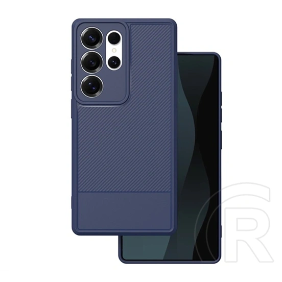 Gigapack Samsung S26 Ultra szilikon telefonvédő (ütésállóság, kameravédő, karbon minta) sötétkék