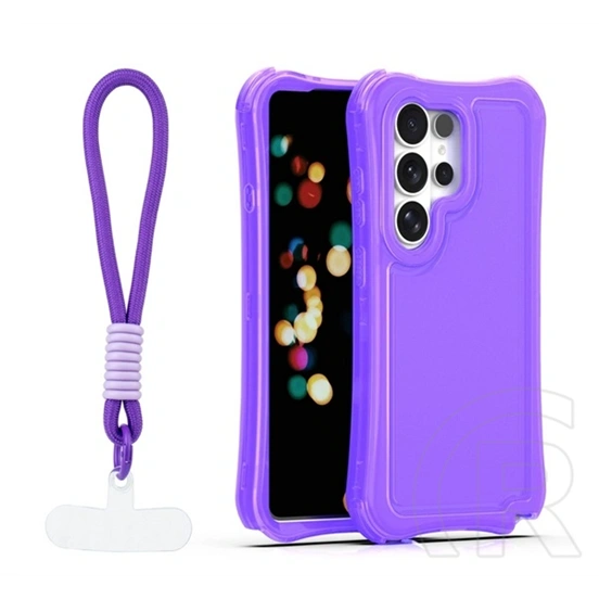 Gigapack Samsung S26 Ultra szilikon telefonvédő (ütésállóság, légpárnás sarok, műanyag hátlap + kézpánt) lila