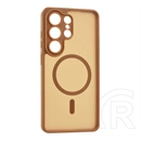 Gigapack Samsung S26 Ultra szilikon telefonvédő (ütésállóság, matt, műanyag hátlap, kameravédő, magsafe) világosbarna