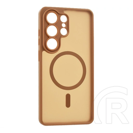 Gigapack Samsung S26 Ultra szilikon telefonvédő (ütésállóság, matt, műanyag hátlap, kameravédő, magsafe) világosbarna