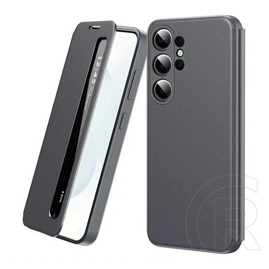 Gigapack Samsung S26 Ultra tok álló (aktív flip, oldalra nyíló, smart view window) sötétszürke