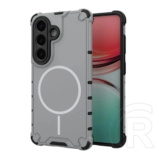 Gigapack Samsung S26 defender műanyag telefonvédő (ütésálló, légpárnás sarok, matt, magsafe) világosszürke
