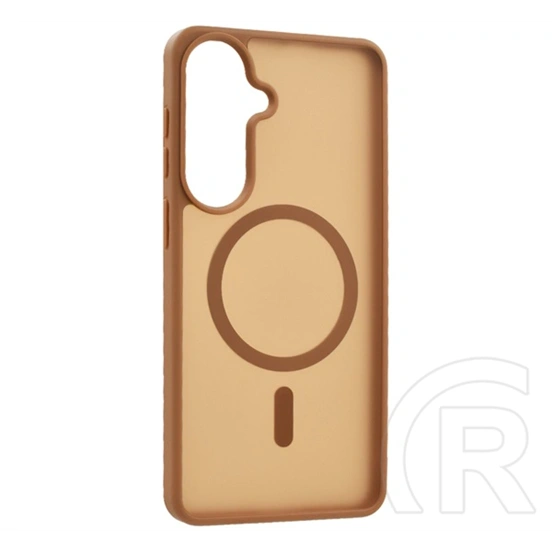 Gigapack Samsung S26 szilikon telefonvédő (ütésállóság, matt, műanyag hátlap, kameravédő, magsafe) világosbarna