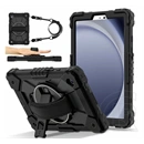 Gigapack Samsung Tab A11 LTE defender műanyag telefonvédő (ütésállóság, kitámasztó, 360° + kézpánt) fekete