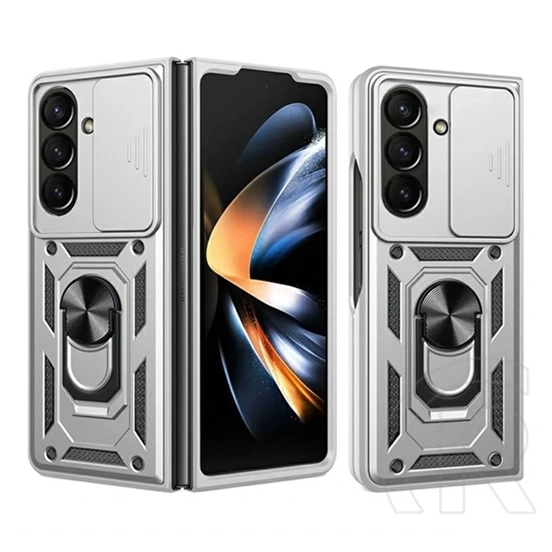 Gigapack Samsung Z Fold8 Ultra defender szilikon telefonvédő (ütésállóság, tartógyűrű, mágneses) ezüst