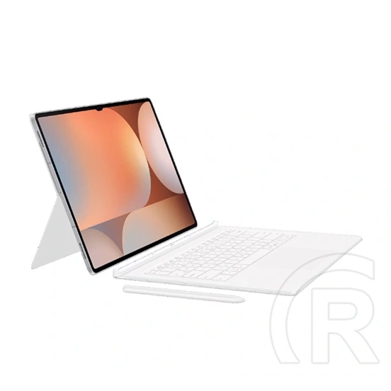 Gigapack Samsung tok (álló, bőr hatású, flip, bluetooth billentyűzet, QWERTY, angol nyelvű, prémium, fehér)